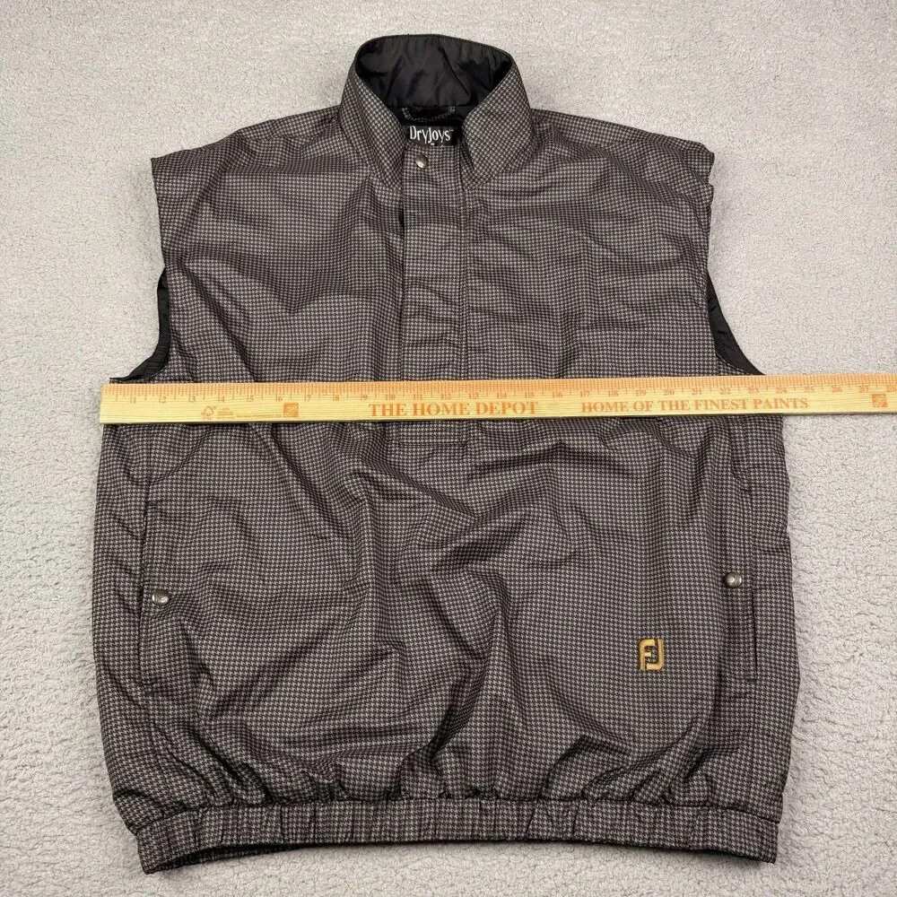 FootJoy‎ DryJoys Golf Vest Mens Large Black Houndstooth 1/4 Zip Windproof Jacket